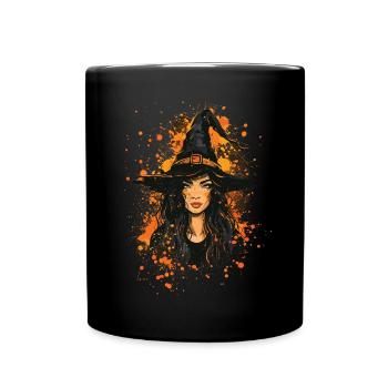 Gruselige Pin-up-hexe Halloween - Tasse einfarbig - Schwarz - Vorne