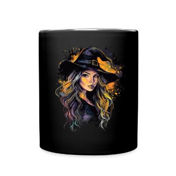 Gruselige Pin-up-hexe Halloween - Tasse einfarbig - Schwarz - Vorne