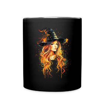 Gruselige Pin-up-hexe Halloween - Tasse einfarbig - Schwarz - Vorne