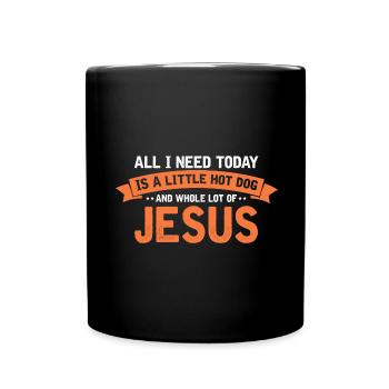 Jesus and Hot Dog God Christ Christian - Full Colour Mug - black - Front