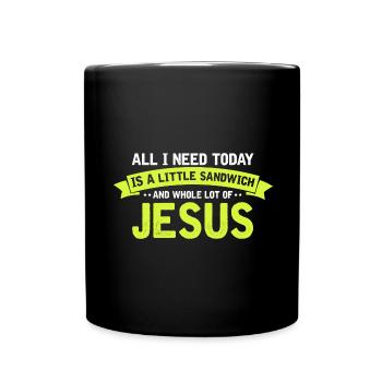 Jésus et Sandwich Dieu Christ chrétien - Mug uni - noir - Devant