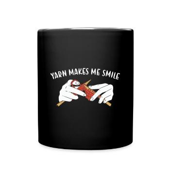 Yarn Makes Me Smile Knitting - Full Colour Mug - black - Front