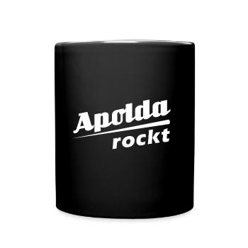 Apolda rockt - Textdesign mit Stadtnamen - Tasse einfarbig - Schwarz - Vorne