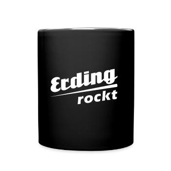 Erding rockt - Textdesign mit Stadtnamen - Tasse einfarbig - Schwarz - Vorne