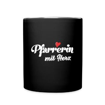 Pfarrerin mit Herz Jesus Glaube Kirche - Tasse einfarbig - Schwarz - Vorne