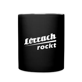 Lörrach rockt - Textdesign mit Stadtnamen - Tasse einfarbig - Schwarz - Vorne