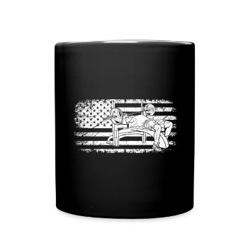 Bench Press USA Flag - - Mug uni - noir - Devant