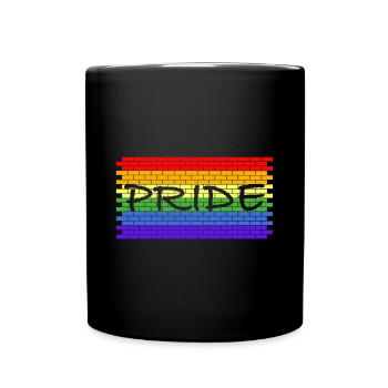 Pride | brick wall, gay, lgbtq, gay - Full Colour Mug - black - Front