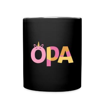 Opa Einhorn Geburtstag Vatertag Bester Grossvater - Tasse einfarbig - Schwarz - Vorne