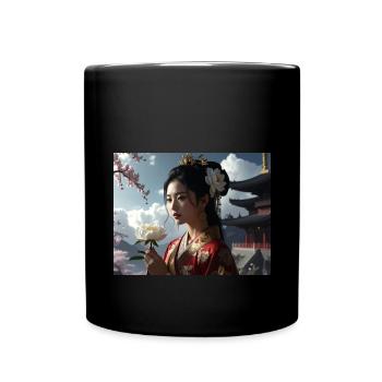 asiatin,geisha,japan,illustration - Tasse einfarbig - Schwarz - Vorne