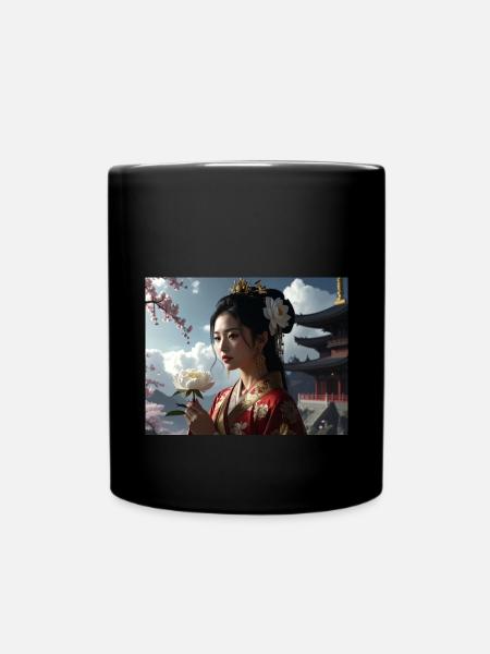 asiatin,geisha,japan,illustration - Tasse einfarbig - Schwarz
