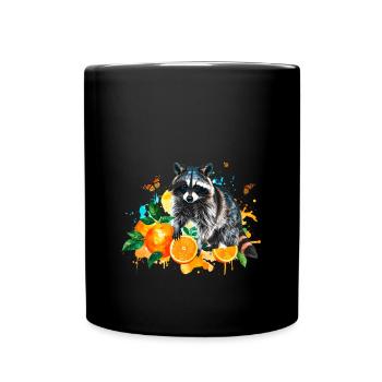 raton laveur, illustration, graffiti, oranges - Mug uni - noir - Devant
