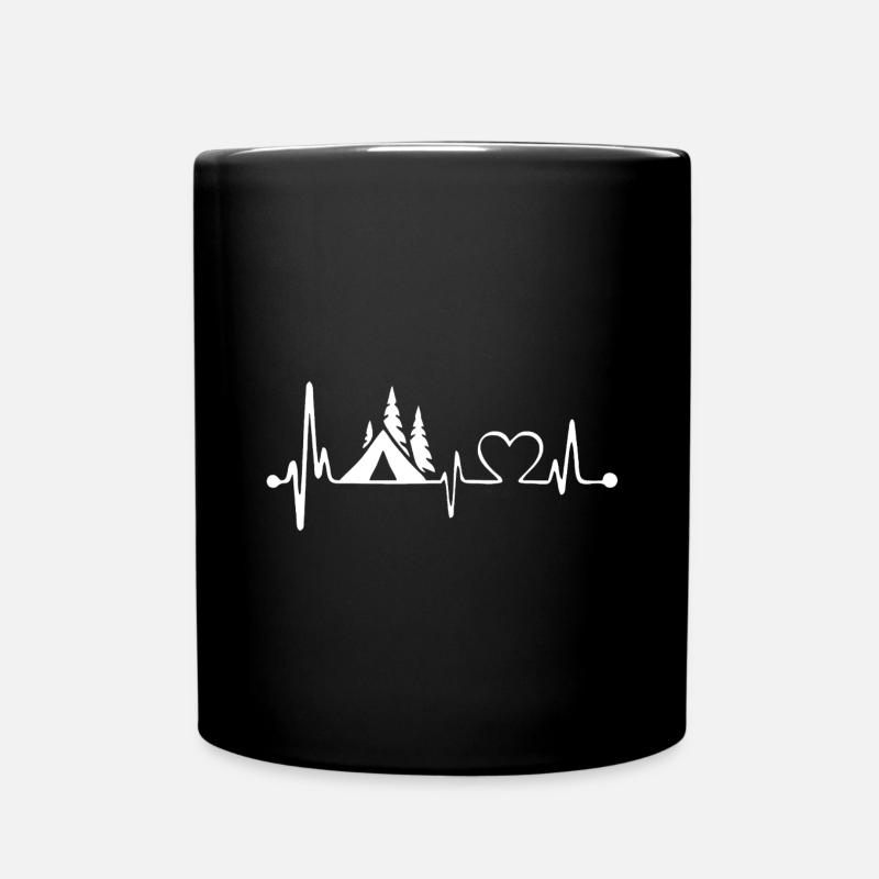 Chemise de battement de coeur de camping - Mug uni - noir
