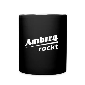 Amberg rockt - Textdesign mit Stadtnamen - Tasse einfarbig - Schwarz - Vorne
