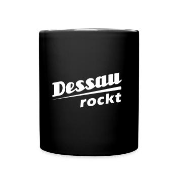 Dessau rockt - Textdesign mit Stadtnamen - Tasse einfarbig - Schwarz - Vorne
