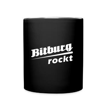 Bitburg rockt - Textdesign mit Stadtnamen - Tasse einfarbig - Schwarz - Vorne