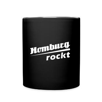 Homburg rockt - Textdesign mit Stadtnamen - Tasse einfarbig - Schwarz - Vorne