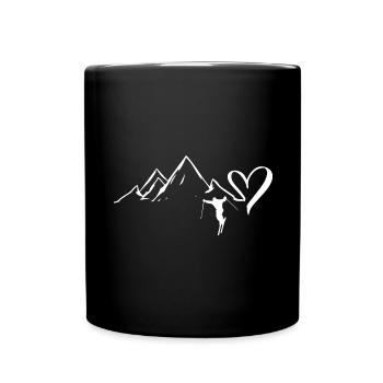 Herz - Berg - Skifahren - (6) - Tasse einfarbig - Schwarz - Vorne