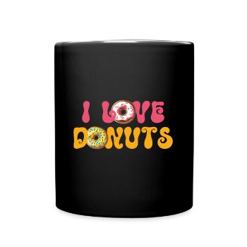 Ich liebe Donuts - Donuts Liebhaber Spruch - Tasse einfarbig - Schwarz - Vorne