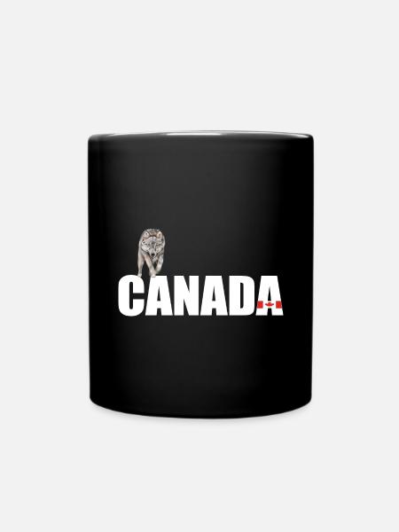 Canada mit Wolf - Tasse einfarbig - Schwarz