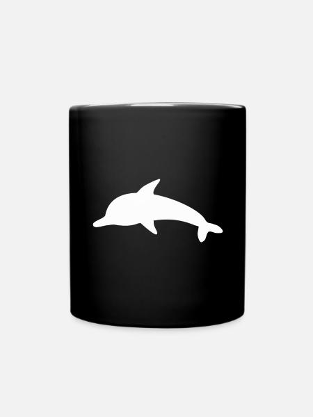 Delfin Delphine Schattenfigur - Tasse einfarbig - Schwarz