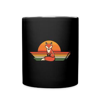 Retro Fuchs - Tasse einfarbig - Schwarz - Vorne