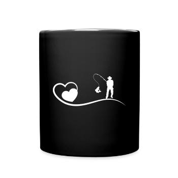 Heart and Fishing - - Full Colour Mug - black - Front