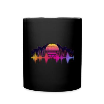 90er Synthwave Tontechniker Geschenk Soundwave - Tasse einfarbig - Schwarz - Vorne
