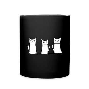 trois chats chats animaux de ligne - Mug uni - noir - Devant