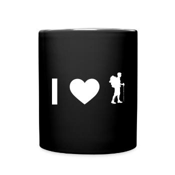 Ich Herz und Wandern - - Tasse einfarbig - Schwarz - Vorne