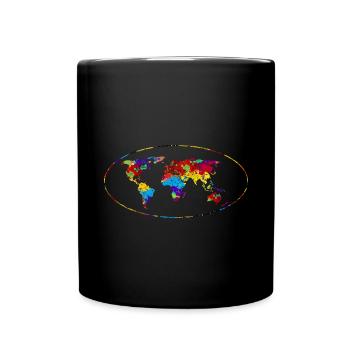 Travel Globe Gift Colorful World Map - Full Colour Mug - black - Front