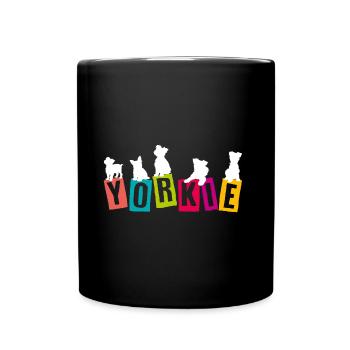 Yorkshire Terrier en silhouettes et lettres - Mug uni - noir - Devant