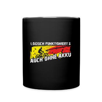 Biken ohne Akku ohne Motor - Tasse einfarbig - Schwarz - Vorne