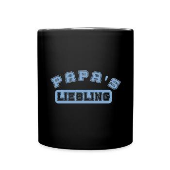 Papa's Liebling blaue Schrift Geschenk Papa Sohn - Tasse einfarbig - Schwarz - Vorne
