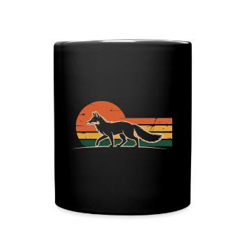 Retro Fuchs - Tasse einfarbig - Schwarz - Vorne