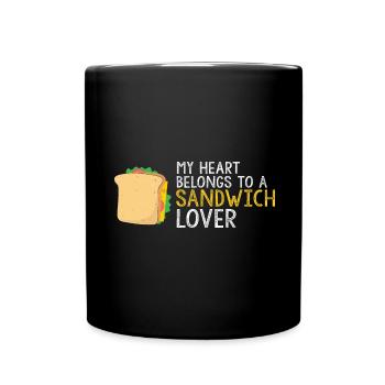 Mein Herz gehört Sandwich Liebhaber Geschenk - Tasse einfarbig - Schwarz - Vorne