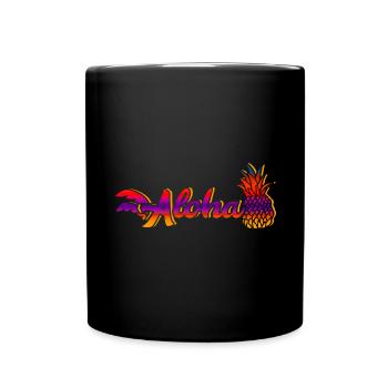 Aloha Pineapple Hawaii Tropical Beach Summer - Full Colour Mug - black - Front