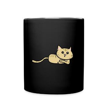 chat couché curieux animal doux - Mug uni - noir - Devant