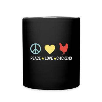 Farm Animal Peace Chickens Farmer Gift Chicken - Full Colour Mug - black - Front