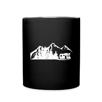 Berg - Bäume - Camping Van - - Tasse einfarbig - Schwarz - Vorne