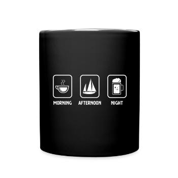 Morgens Nachmittags Nacht und Segeln - (2) - Tasse einfarbig - Schwarz - Vorne