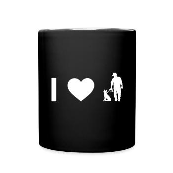 Ich Herz und Kerl mit Hund - - Tasse einfarbig - Schwarz - Vorne