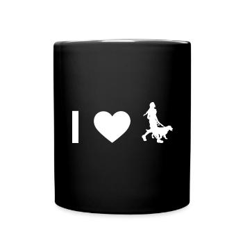 Ich Herz und Frau mit Hund - - Tasse einfarbig - Schwarz - Vorne