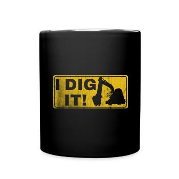Retro Excavator Slogan Excavator Driver Construction Site - Full Colour Mug - black - Front