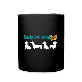 Enthusiastic about the dachshund, easily distracted by the dachshund. - Full Colour Mug - black - Front