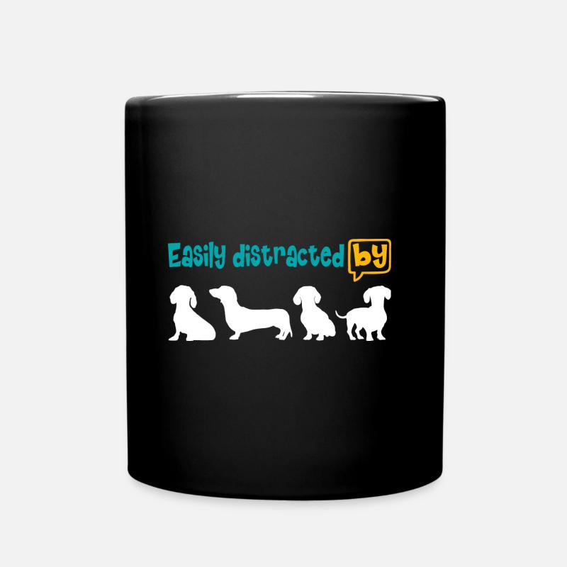 Begeistert vom Dackel leicht ablenkbar vom Dackel. - Tasse einfarbig - Schwarz