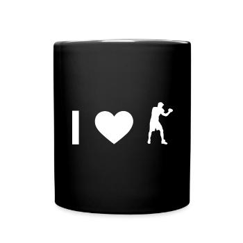 Ich Herz und Kerl Boxen - - Tasse einfarbig - Schwarz - Vorne