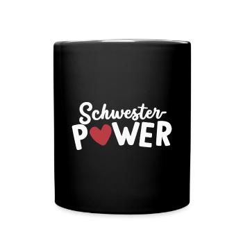 Schwester Power: Beste Schwester Geschenk Lustig - Tasse einfarbig - Schwarz - Vorne