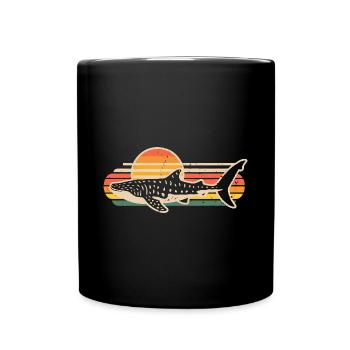 Retro Walhai Hai Meer Ozean Meerestiere - Tasse einfarbig - Schwarz - Vorne