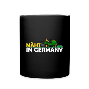 Mäht in Germany Sitz Rasenmäher Hobbygärtner - Tasse einfarbig - Schwarz - Vorne